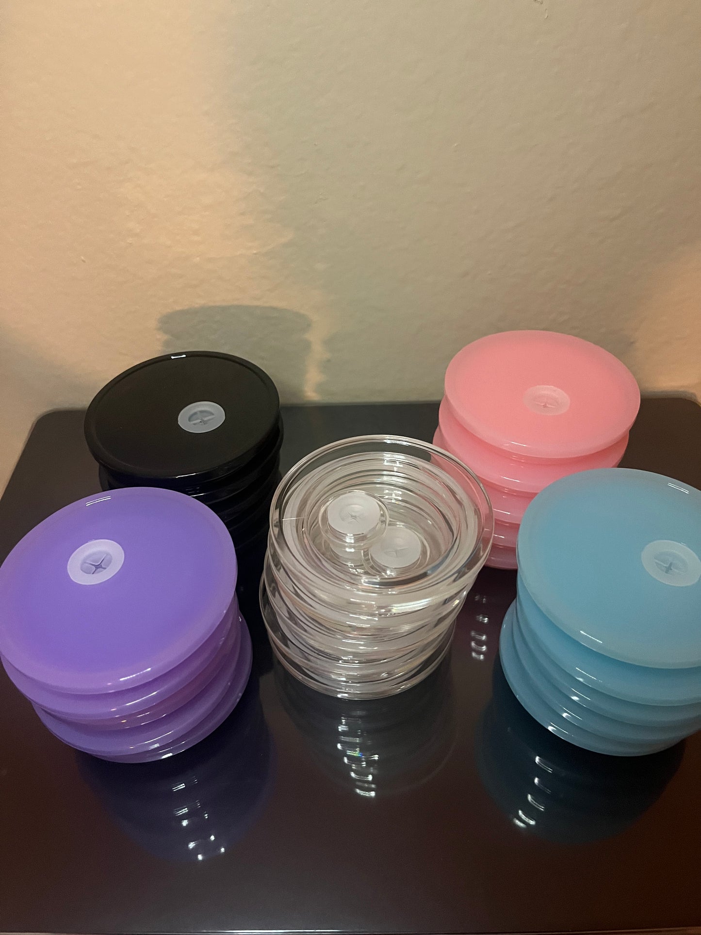 Colored acrylic lids