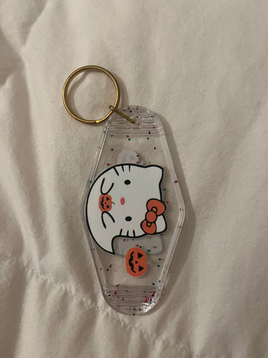 Hk clear ghost sideways motel keychain