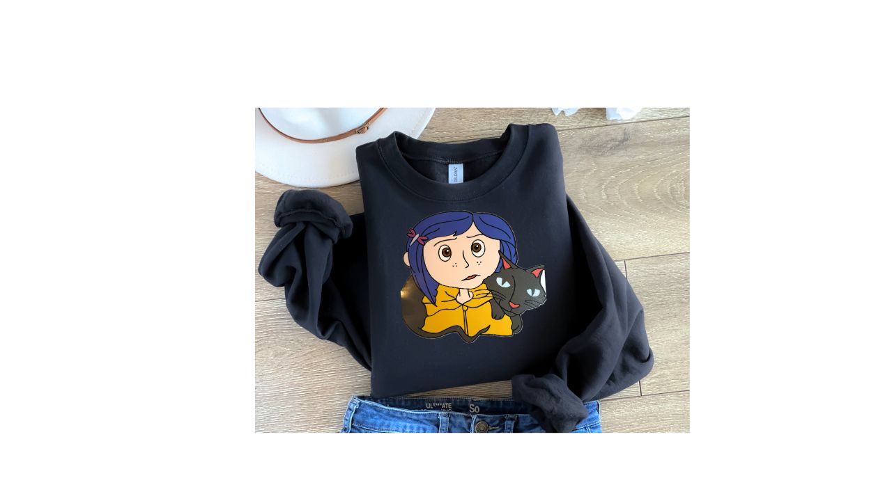 Coraline and cat crewneck