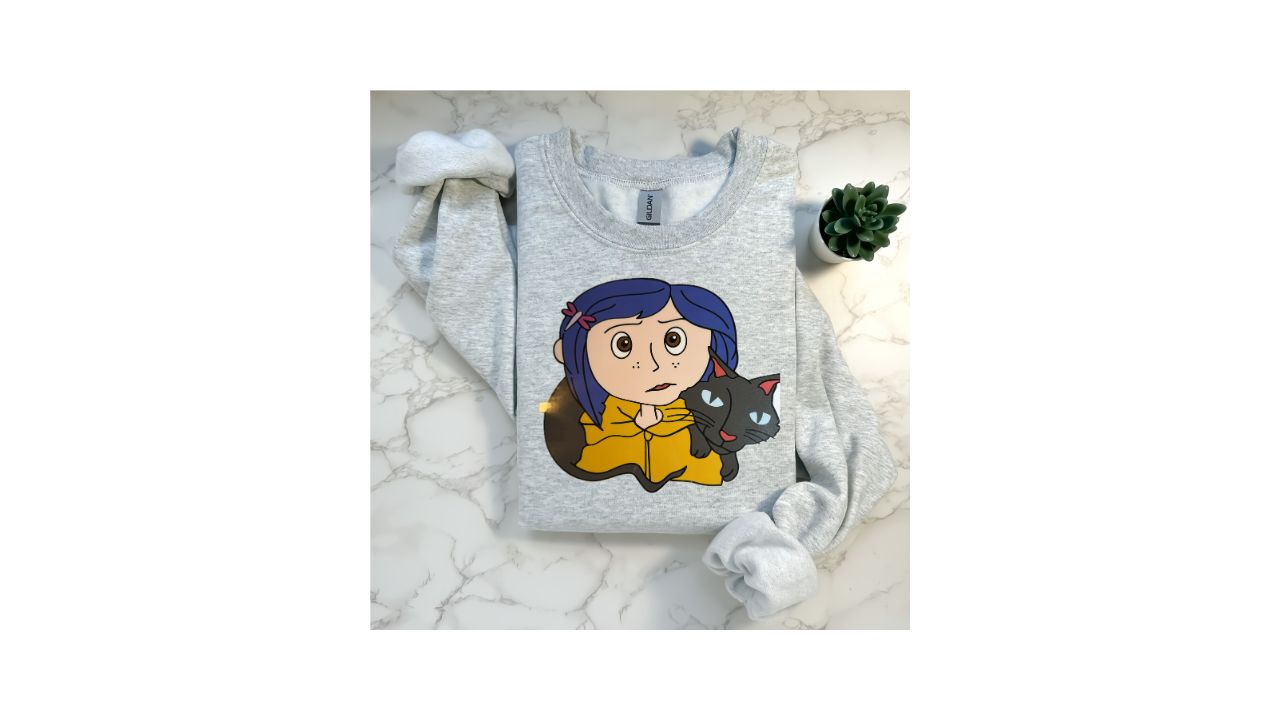 Coraline and cat crewneck