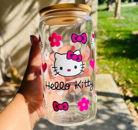 Hello kitty glass bow tumbler