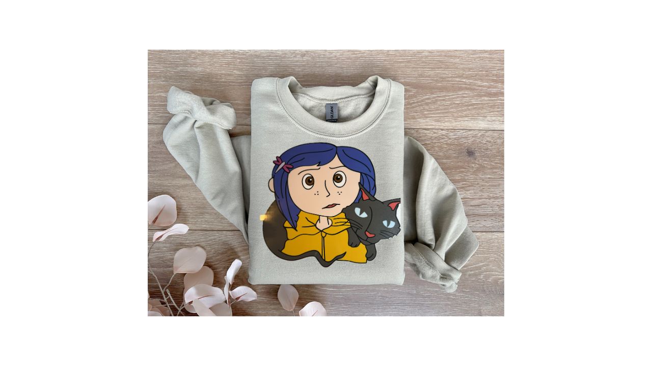 Coraline and cat crewneck